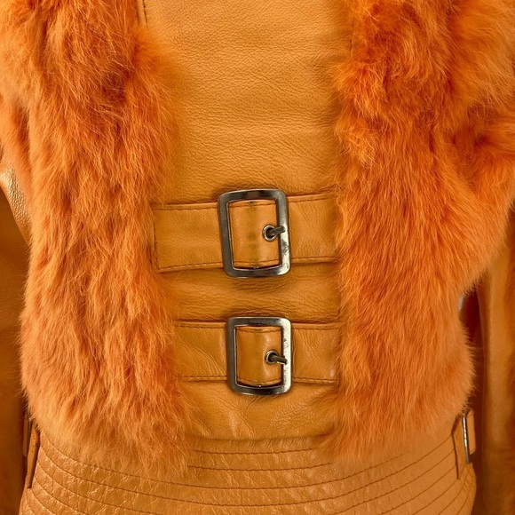 Cosmopel Dyed Fur Leather Jacket Vintage Women’s Y2K Rock 80s Punk Maximalist - Picture 9 of 13